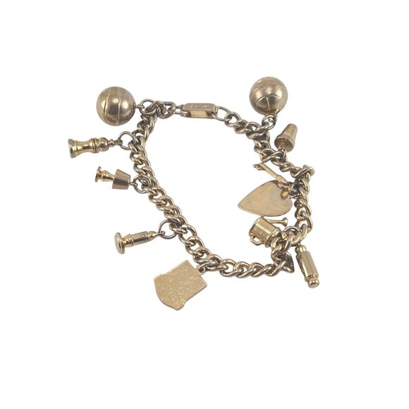 Vintage Samson Silver-Tone Charm Bracelet With Unique Soccer Ball & Shield Charm - Picture 5 of 7